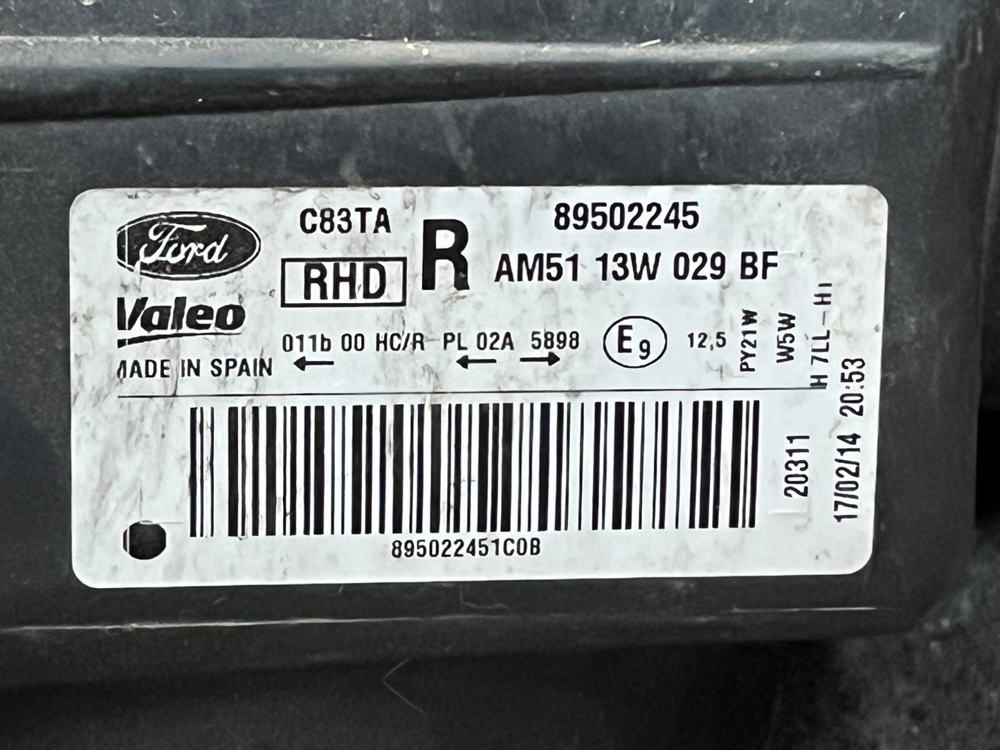 FORD C-MAX O/S DRIVERS SIDE FRONT HEADLIGHT AM5113W029BF 89502245 2010-2015.