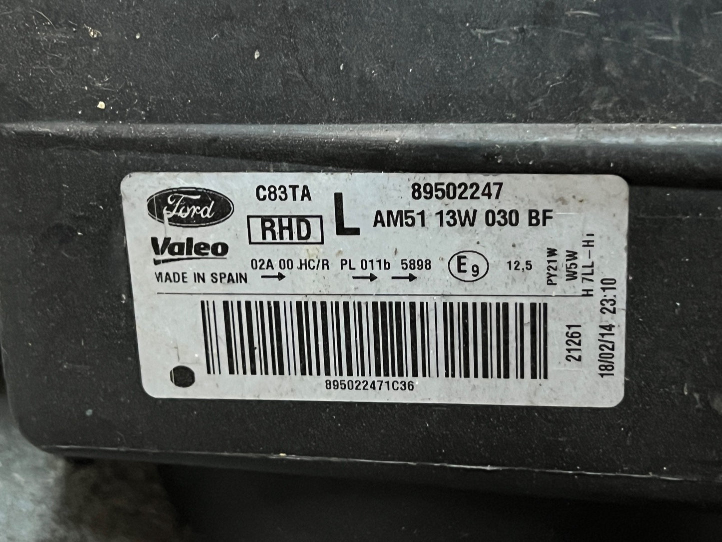 FORD C-MAX HEADLAMP/HEADLIGHT NEARSIDE/PASSENGERS/LEFT 2010-2015 89502247