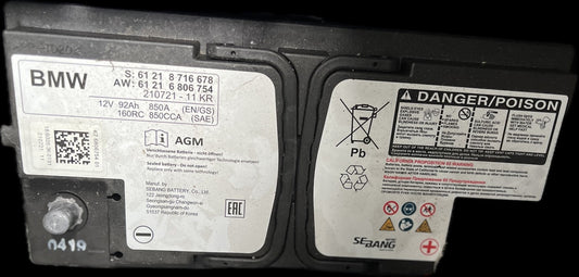 AGM Start-Stop Battery 12V 92Ah 850A – Original BMW – Year 2019