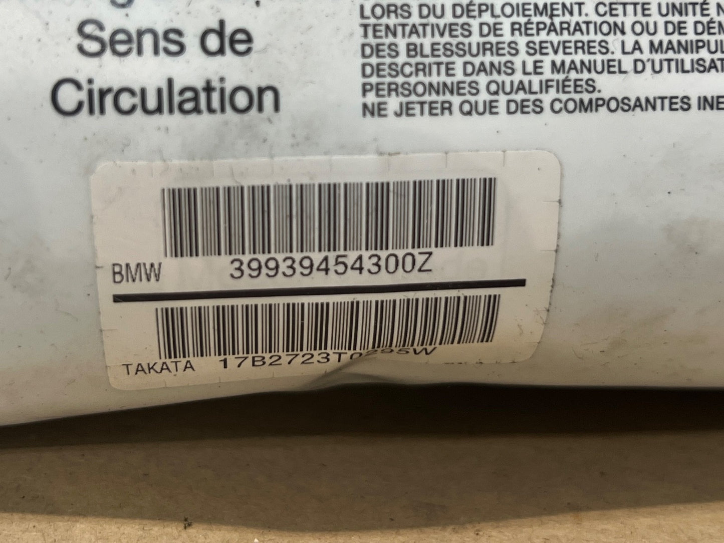 BMW 3 Series E46 Passenger N/S Dashboard A Bag 39939454300Z