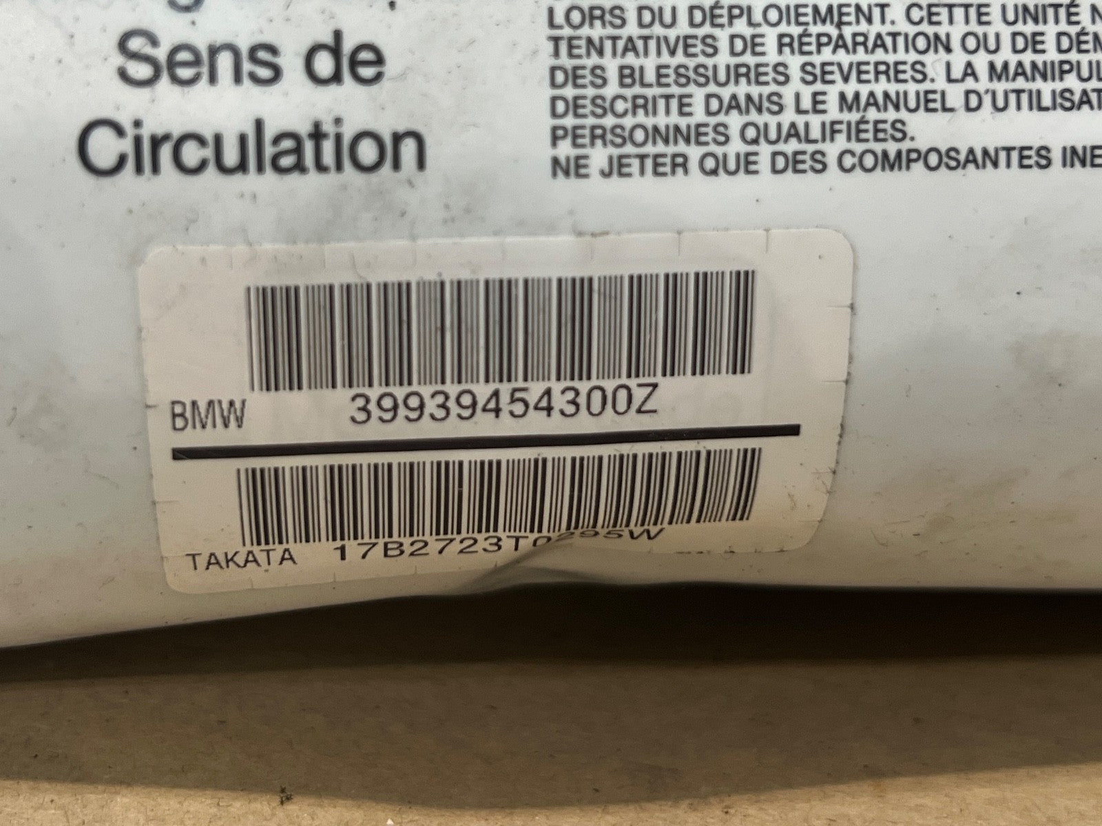 BMW 3 Series E46 Passenger N/S Dashboard A Bag 39939454300Z