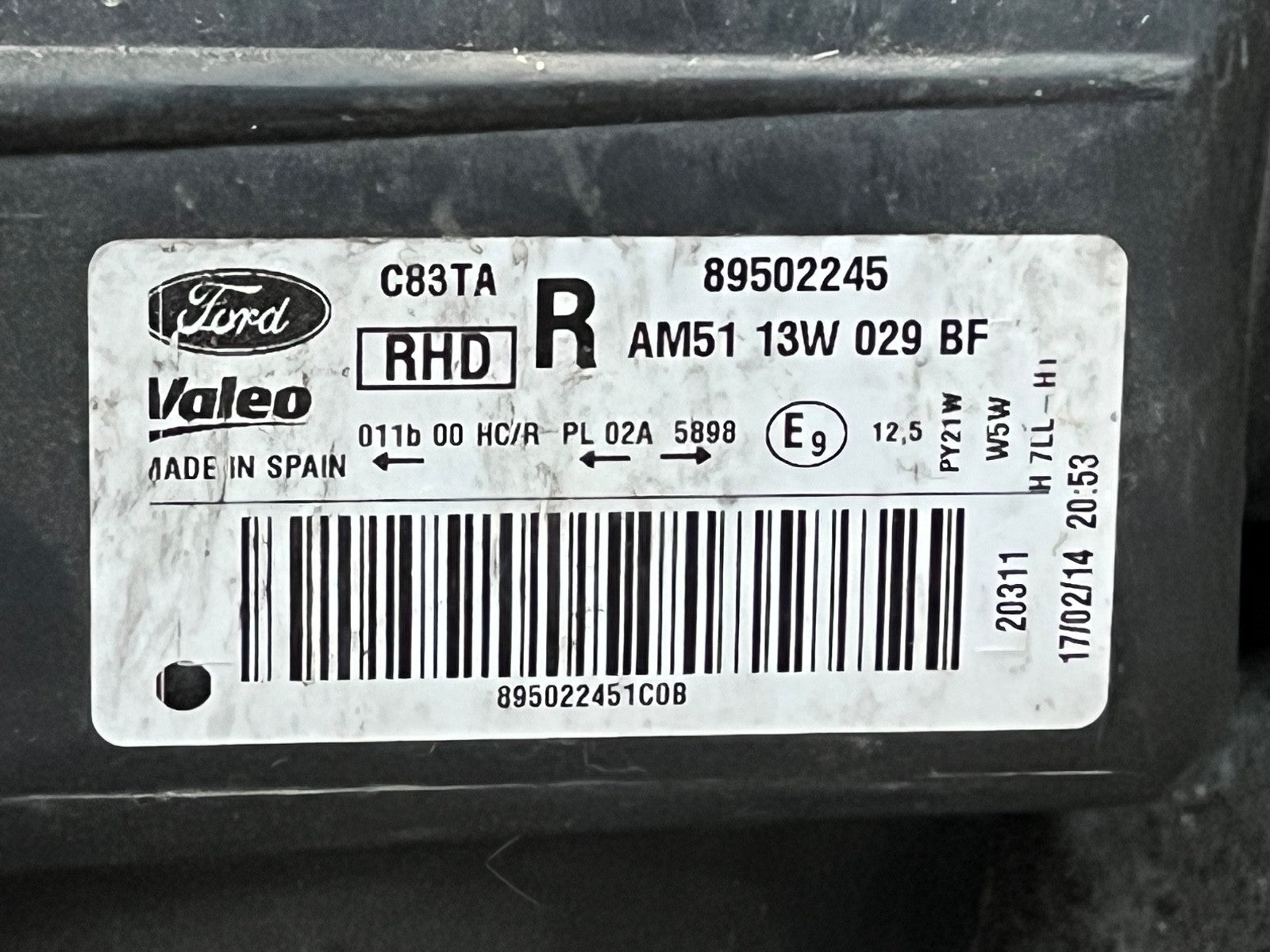 FORD C-MAX O/S DRIVERS SIDE FRONT HEADLIGHT AM5113W029BF 89502245 2010-2015.