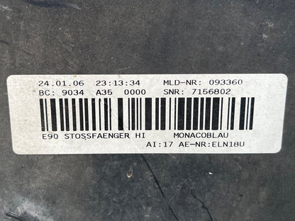 BMW 3 Series E90 Saloon Monocco A35 Blue Metallic SE Rear Bumper PDC MINT