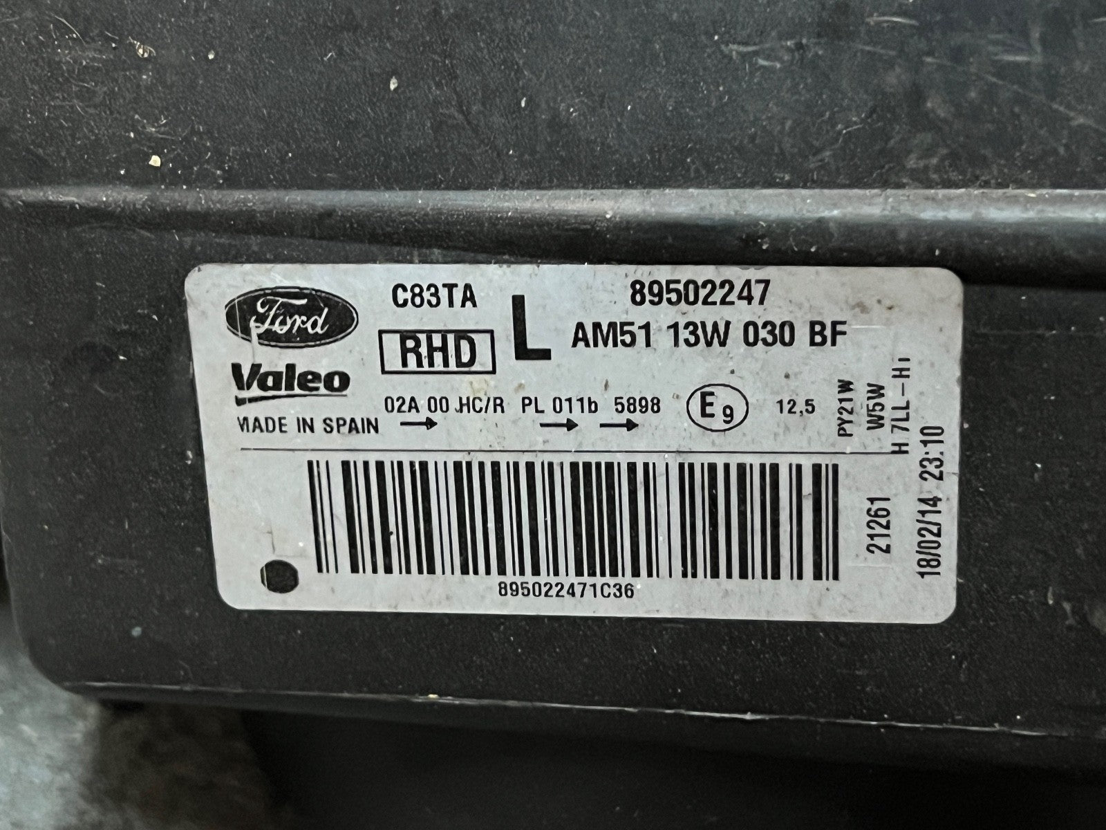 FORD C-MAX HEADLAMP/HEADLIGHT NEARSIDE/PASSENGERS/LEFT 2010-2015 89502247