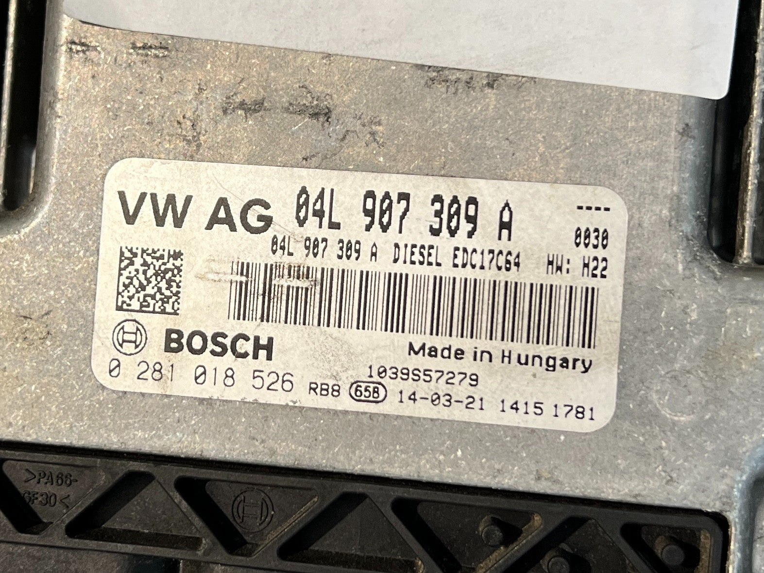 VW AUDI SEAT SKODA ECU 04L907309A EDC17C64 0281018528 Used - Fits 2013-2020