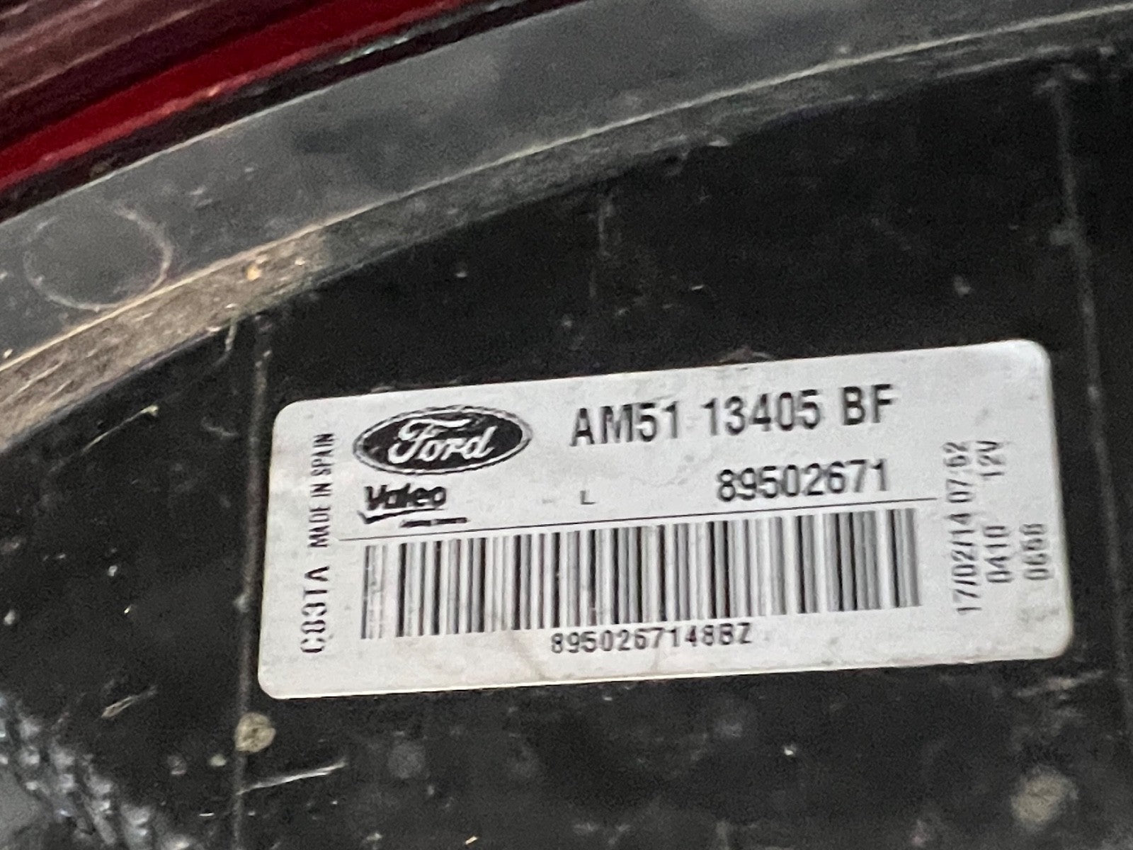 FORD C-MAX MK2 N/S PASSENGER SIDE OUTER REAR TAIL LIGHT 89502671 2010-2015 .