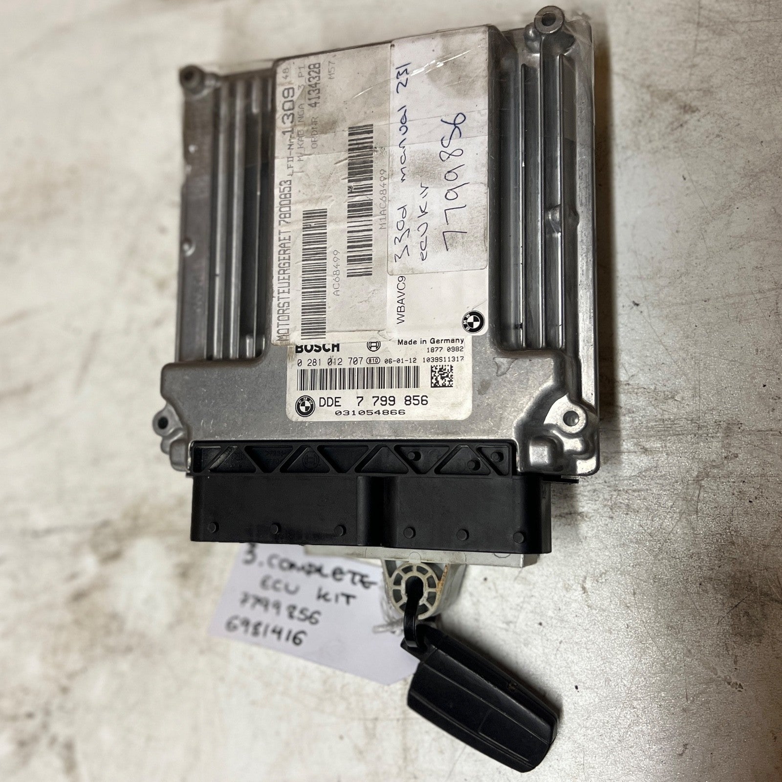 BMW MANUAL E60 E61 E90 E91 330d 530d M57N2 231HP ECU KIT DDE 7799856 CAS2 + Key